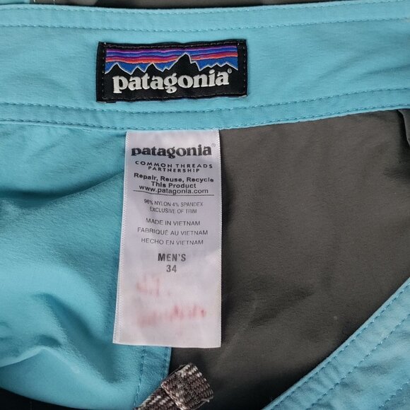 Patagonia Board Shorts Blue Grey Mens Size 34 Waist - Picture 8 of 8